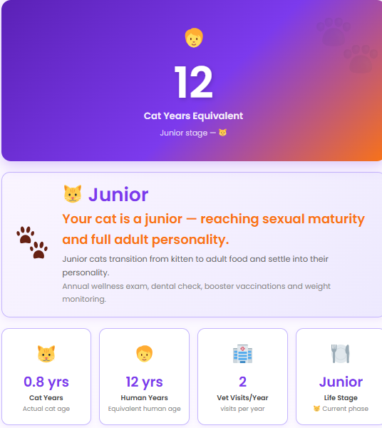 Cat Age Calculator