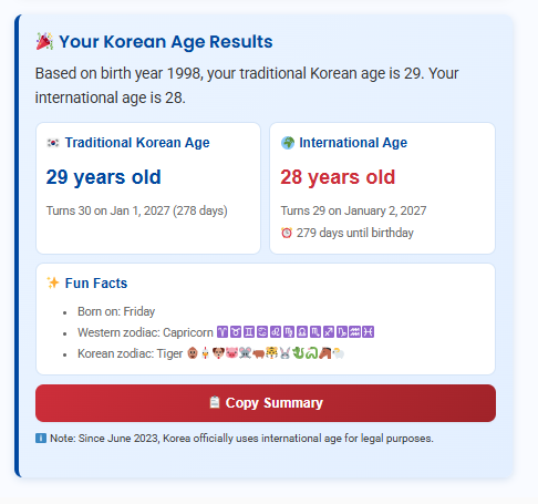 korean age calculator