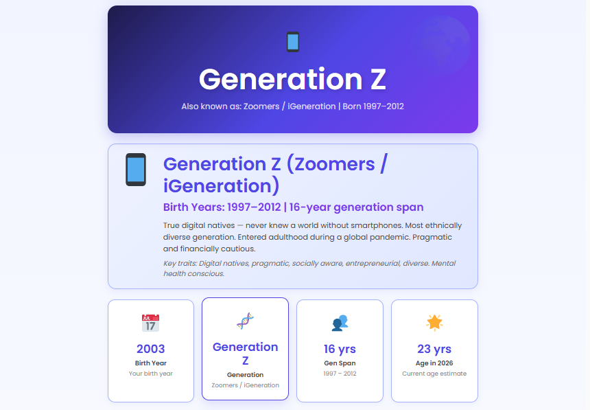Generation Calculator